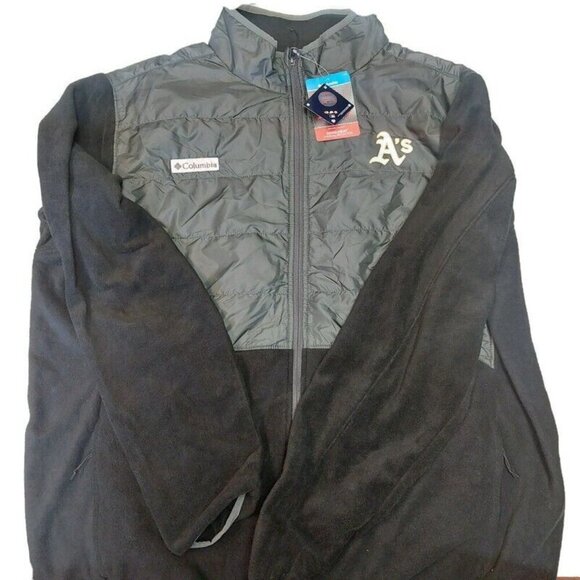 Columbia MLB Oakland A's Basin Butte Fleece Full Zip Jacket Mens Size XXL Black - Picture 1 of 5
